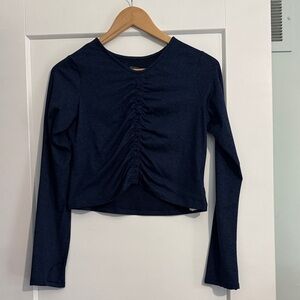 Athleta Dark Blue Ruched Long Sleeve shirt